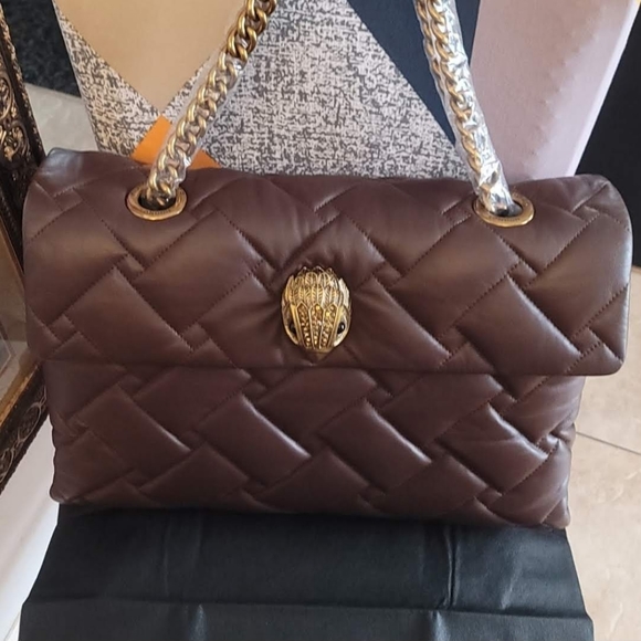 Kurt Geiger Handbags - KURT GEIGER Macro Kensington Brown Leather Corssbody Bag